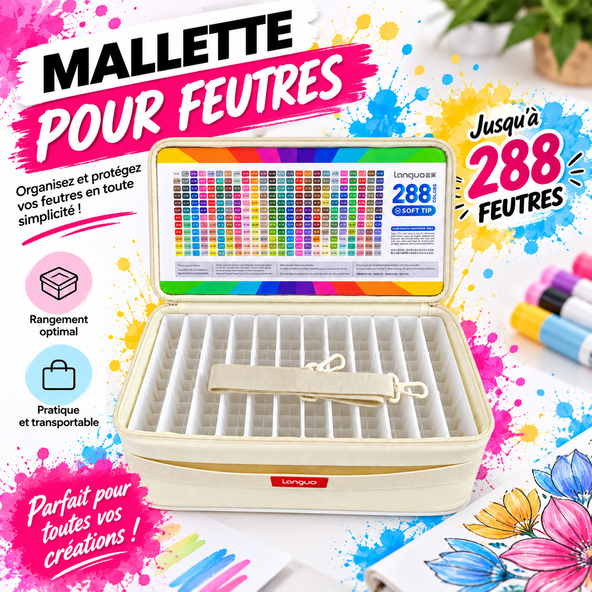 Mallette de rangement 288 feutres – vendue vide