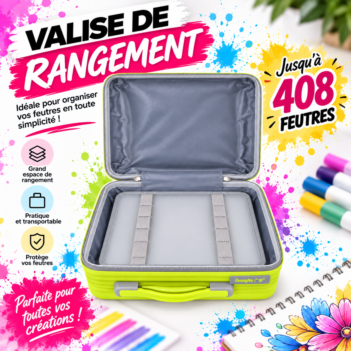 Valise de rangement vide – jusqu'à 408 feutres