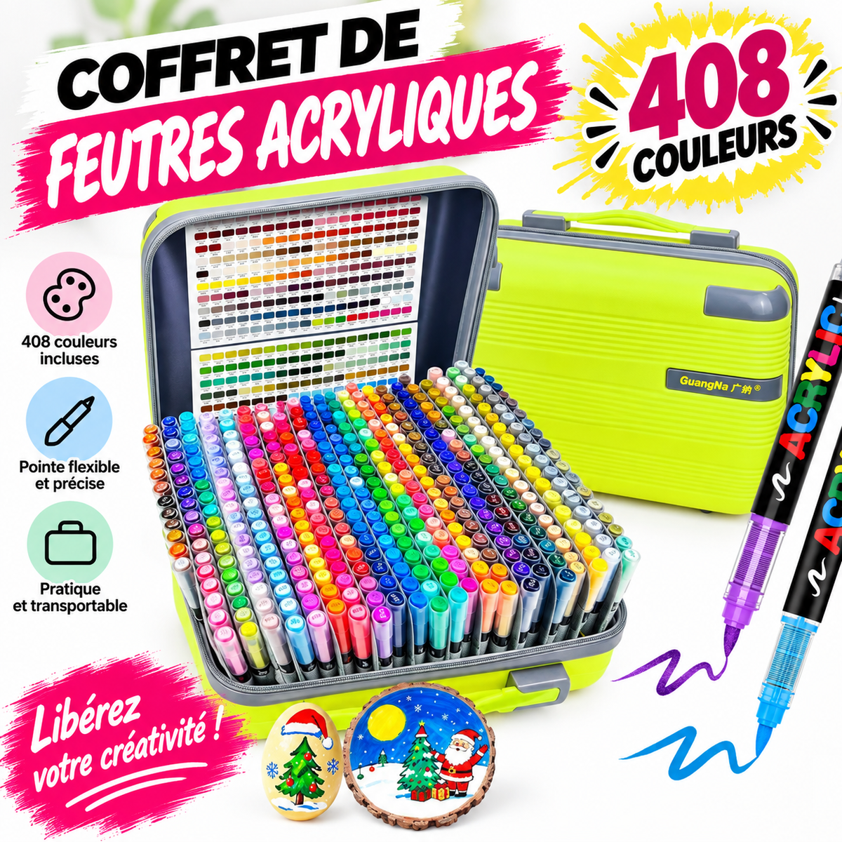Valise Guangna brush 408 feutres