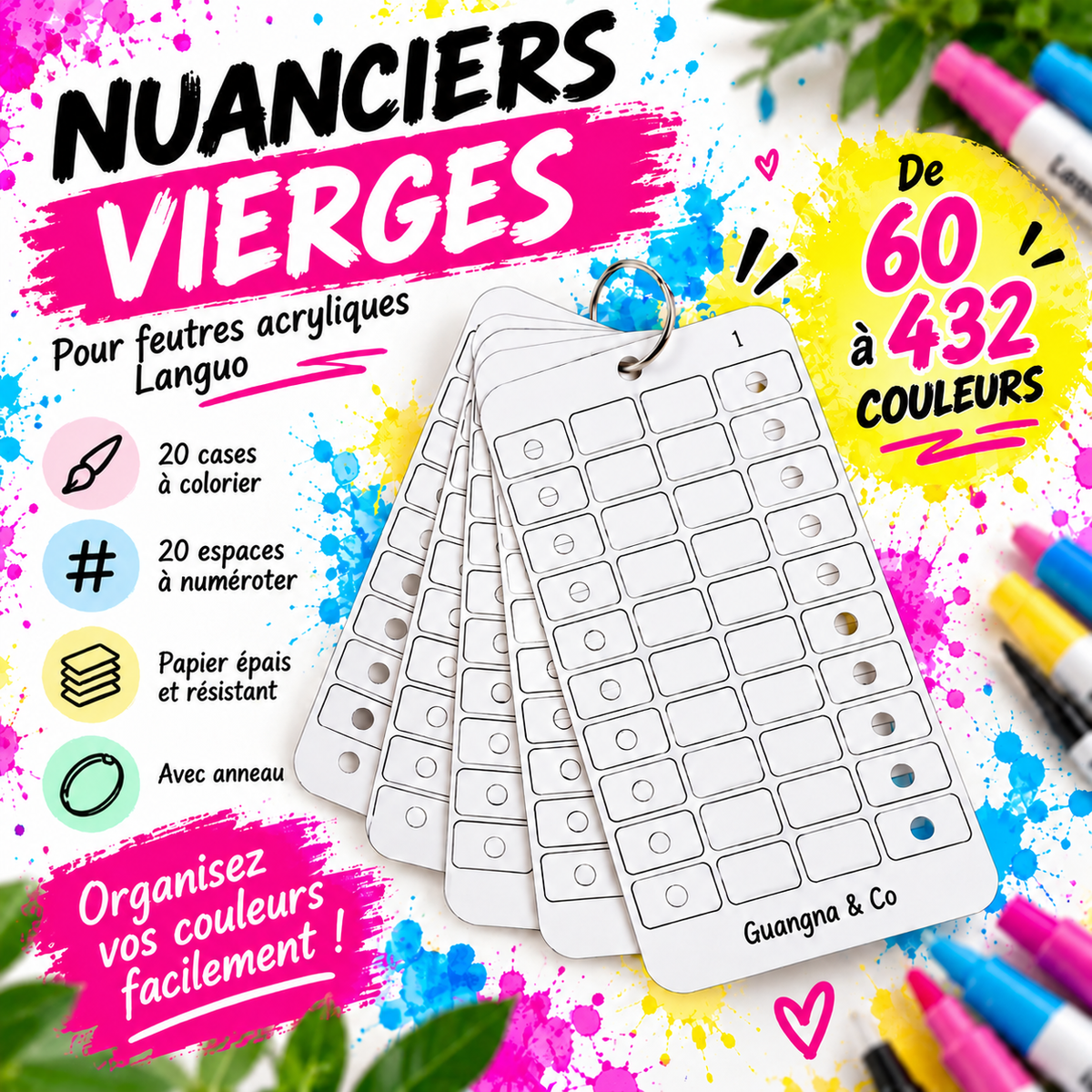 Nuanciers vierges pour feutres Languo
