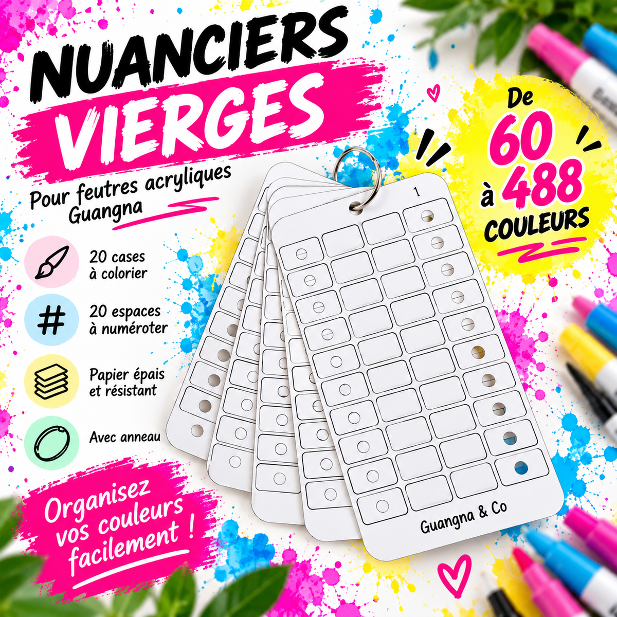 Nuanciers vierges pour feutres Guangna